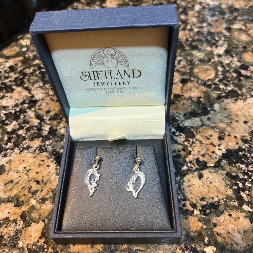 Heart of Shetland Ireland Sterling Silver Earrings